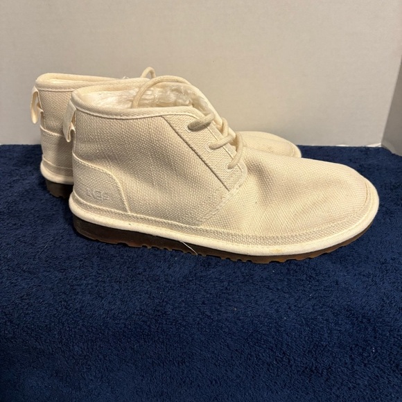 UGG Neumel Natural Boots Ankle Chukka Lace Up Shoes Womens 10 Wheat Hemp Lyocell - Picture 2 of 7